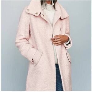 Eliza J Topper Coat In Blush Pink Women Lined Pockets Boucle Wool Blend Size 8